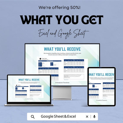 IT Employee Timesheet Template | Project Time Tracking Spreadsheet | Weekly Timesheet | IT Work Log | Staff Time Tracker
