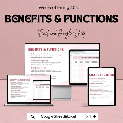 Marketing Affiliate Marketing Commission Tracker Template | Affiliate Payout Tracker | Commission Log | Marketing Performance Template