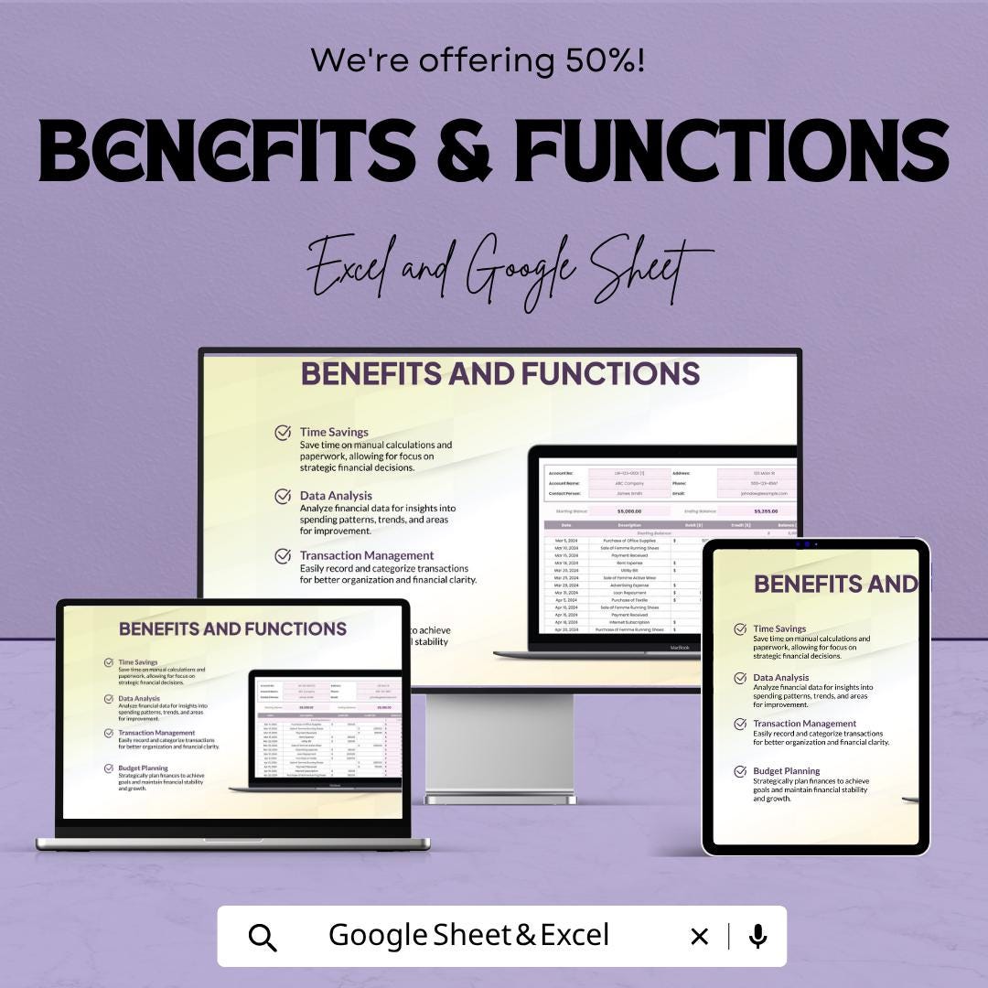 Ledger Workbook Template | Accounting Ledger Spreadsheet | Bookkeeping Tracker Template | Excel & Google Sheets |