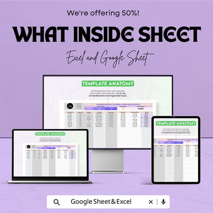 Administration Training Compliance Record Template | Excel & Google Sheets | Training Tracker | Employee Compliance Log