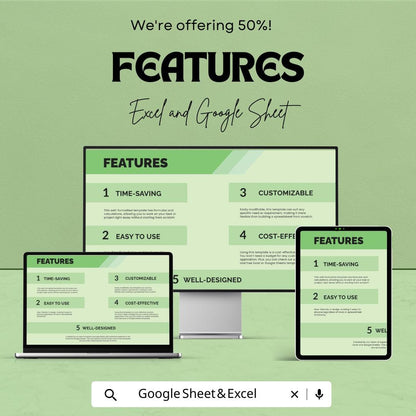 Marketing ROI Calculator Template | Excel and Google Sheets ROI Tracker | Marketing Cost and Revenue Analysis | Campaign Performance Report