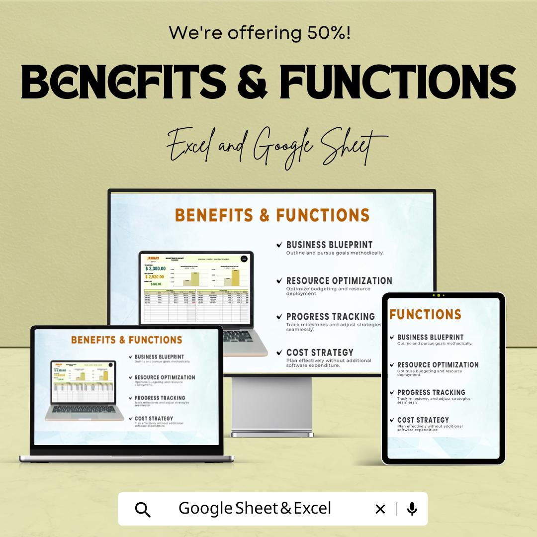 Marketing PR Budget Planner Sheet – Excel & Google Sheets | Monthly Marketing Budget Tracker | Customizable PR Budget
