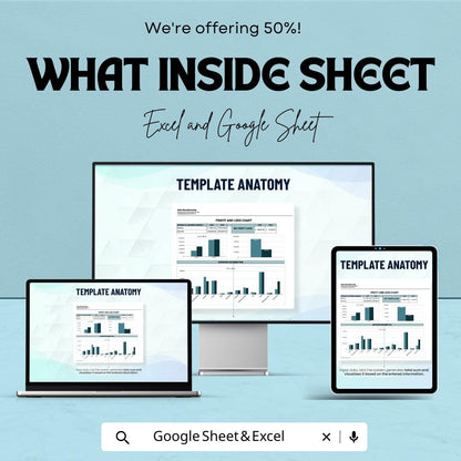 Profit and Loss Chart Template - Track Income and Expenses for Business - Excel & Google Sheet