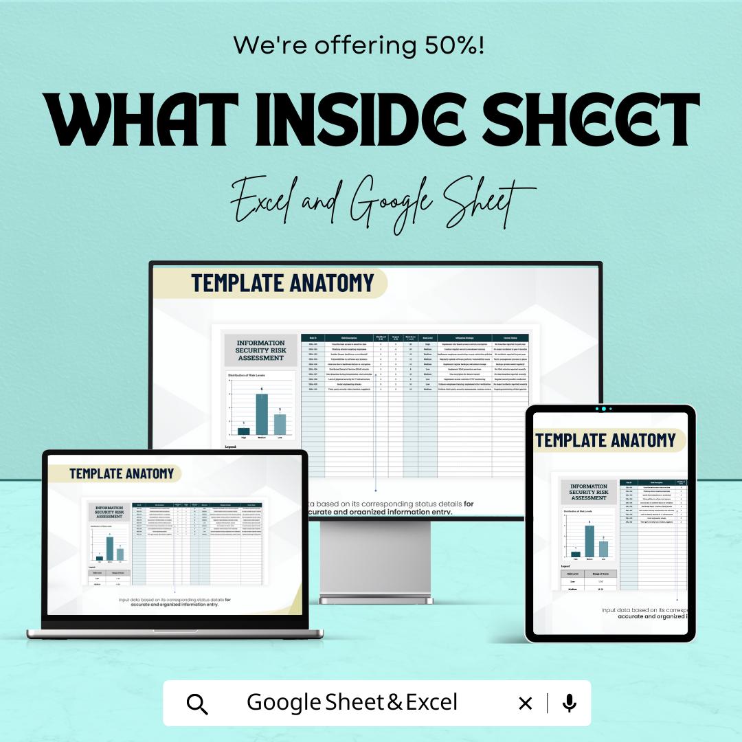 Information Security Risk Assessment Sheet - Excel and Google Sheet Template for Risk Evaluation | Cybersecurity Assessment & Mitigation