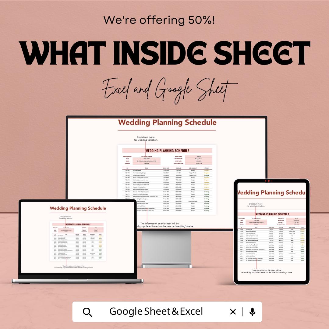 Wedding Planning Template  | Wedding Planner Google Sheets | Wedding Checklist & Timeline | Bridal Organizer