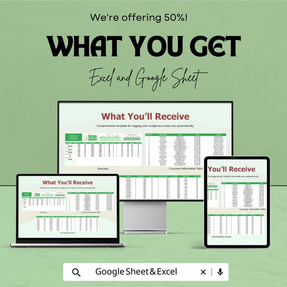 Finance Cash Receipts Journal Template, Excel & Google Sheets, Cash Receipt Tracker, Accounting Journal Spreadsheet, Business Income Log
