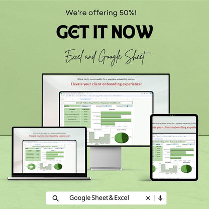 Client Onboarding Notion Dashboard Sheet | Excel and Google Sheets | Project Management Tool | Budgeting & Task Tracking