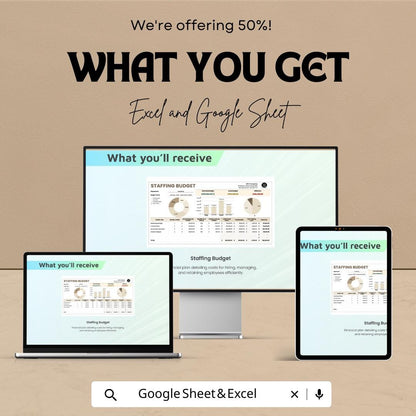 Staffing Budget Sheet - Excel & Google Sheet Template | Employee Salary Planning | Budget Forecast | Employee Cost Management Tool