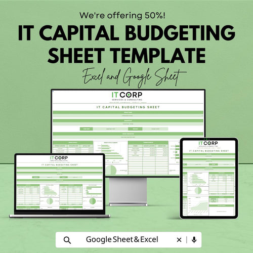 IT Capital Budgeting Template, IT Project Budget Spreadsheet, Tech Budget Planner, Capital Expense Tracker, Excel Google Sheets