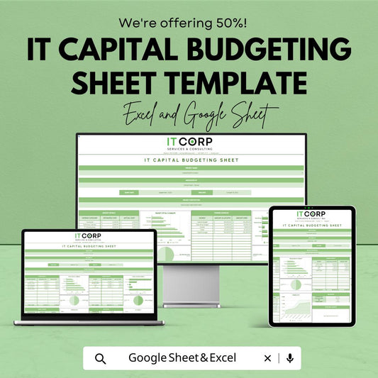 IT Capital Budgeting Template, IT Project Budget Spreadsheet, Tech Budget Planner, Capital Expense Tracker, Excel Google Sheets