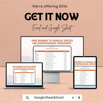 Startup Budget Plan Template | Business Budget Spreadsheet | Startup Financial Planning Sheet | Excel & Google Sheets | Expense Tracker