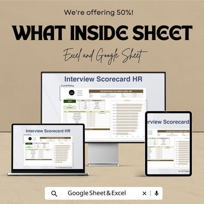 Interview Scorecard HR Template | Candidate Evaluation Form | Hiring Interview Rating Sheet | Excel & Google Sheets