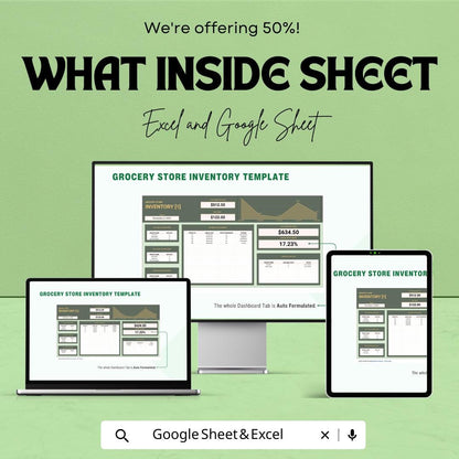 Grocery Store Inventory Template - Track Stock, Sales, and Profit with Excel & Google Sheets, Instant Download, Easy Inventory Management