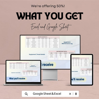 Printable Maintenance Schedule Template | Equipment Maintenance Log | Preventive Maintenance Checklist | Excel Google Sheets | Asset Tracker