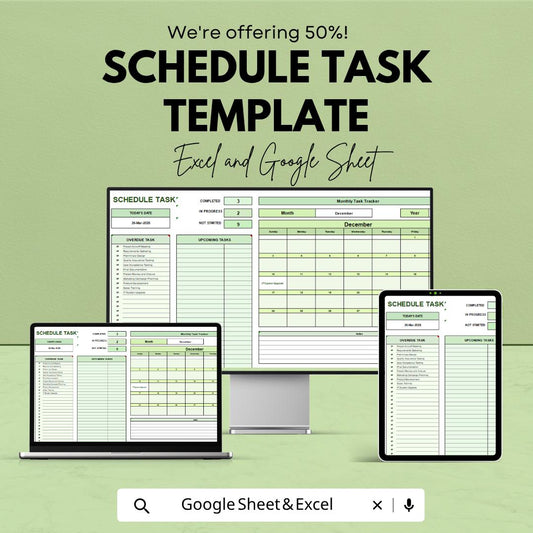 Schedule Task Template | Task Management Planner | Daily Task Tracker | Work Task Schedule Sheet | Task Organizer Template