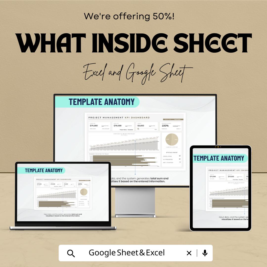 Project Management KPI Dashboard Template | Performance Dashboard | Project Metrics and KPI Reporting Template