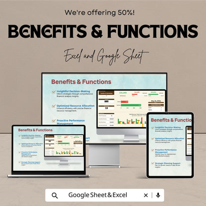 Account Efficiency Analysis Template | Finance Dashboard | Business Performance Tracker | Income Expense Report Template