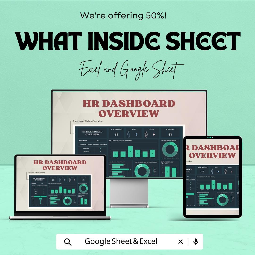 HR Dashboard Overview Sheet | Excel and Google Sheet | Employee Management, HR Metrics & Reporting Template