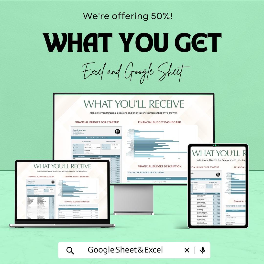 Startup Company Budget Template | Google Sheets & Excel Spreadsheet for Financial Planning | Business Budgeting Tool
