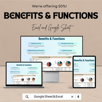 Home Security System Budget Template, Security Project Budget Planner, Installation Cost Tracker, Home Security Spreadsheet