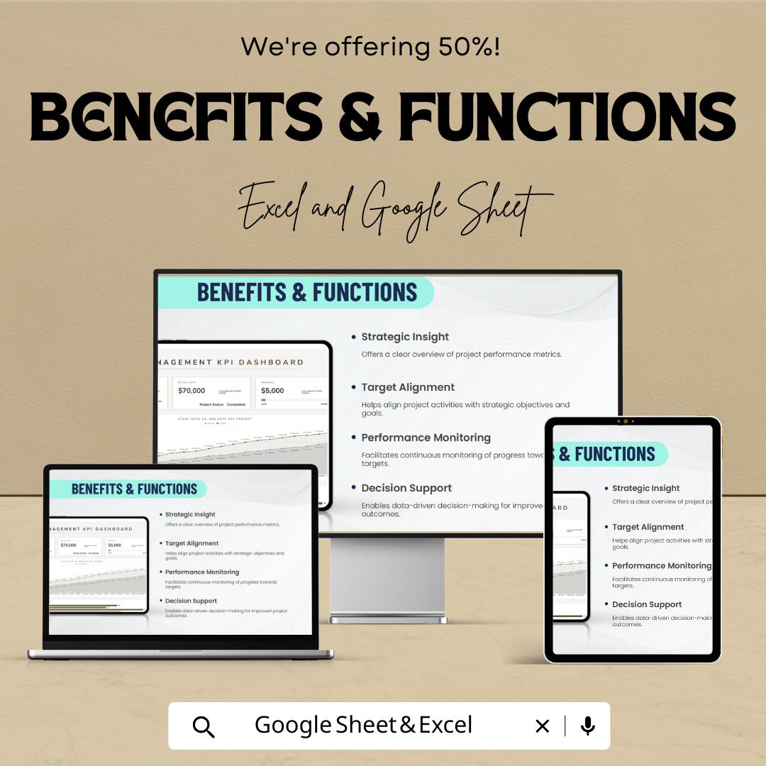 Project Management KPI Dashboard Template | Performance Dashboard | Project Metrics and KPI Reporting Template