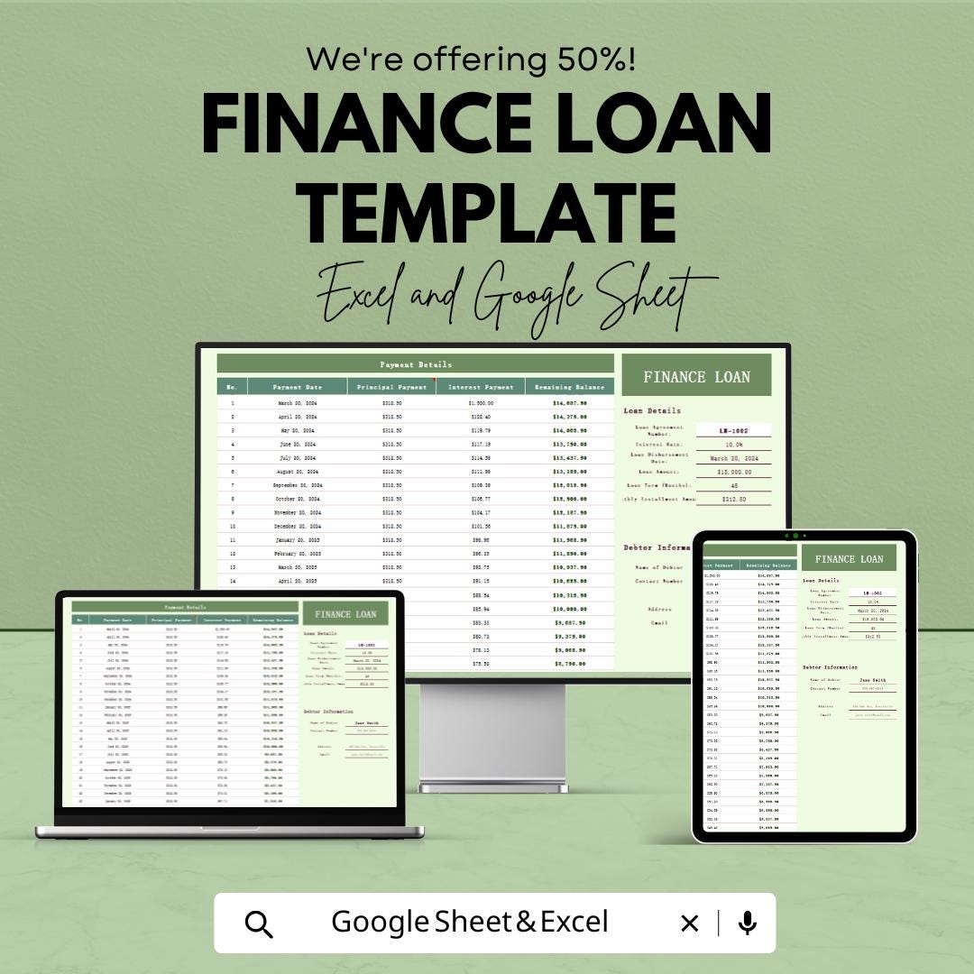 Finance Loan Template | Loan Amortization Spreadsheet | Loan Tracker | Interest & Balance Calculator