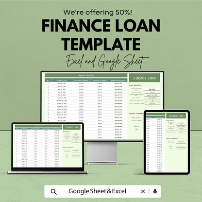 Finance Loan Template | Loan Amortization Spreadsheet | Loan Tracker | Interest & Balance Calculator