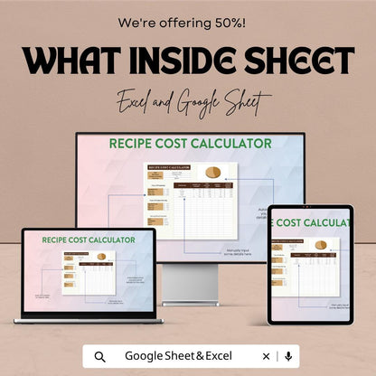 Recipe Cost Calculator Template | Food Cost Spreadsheet | Menu Pricing Calculator | Ingredient Cost Tracker | Catering Budget Tool