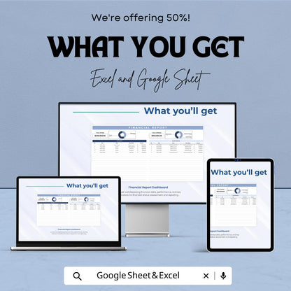 Financial Report Sheet Template | Excel & Google Sheets | Income and Expense Tracker, Financial Dashboard, Business Reporting Tool
