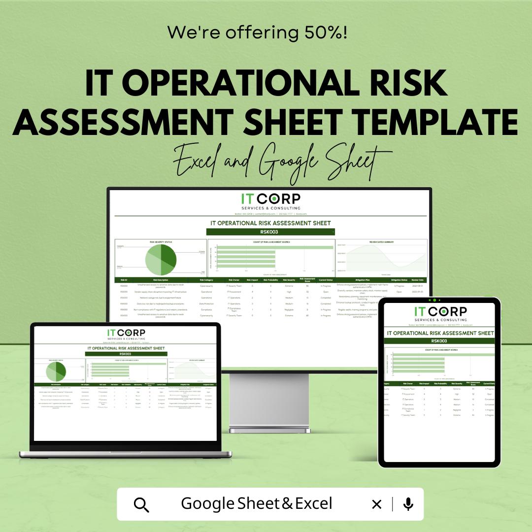 IT Operational Risk Assessment Sheet Template | IT Risk Management Tool | Excel & Google Sheets Risk Register | Operational Risk Analysis