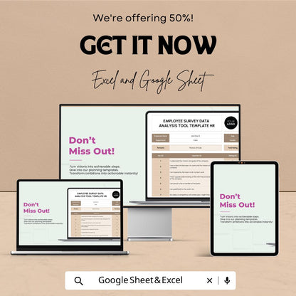 Employee Survey Data Analysis Tool Template | HR Template | Excel & Google Sheets | Employee Feedback Analysis | HR Survey Spreadsheet