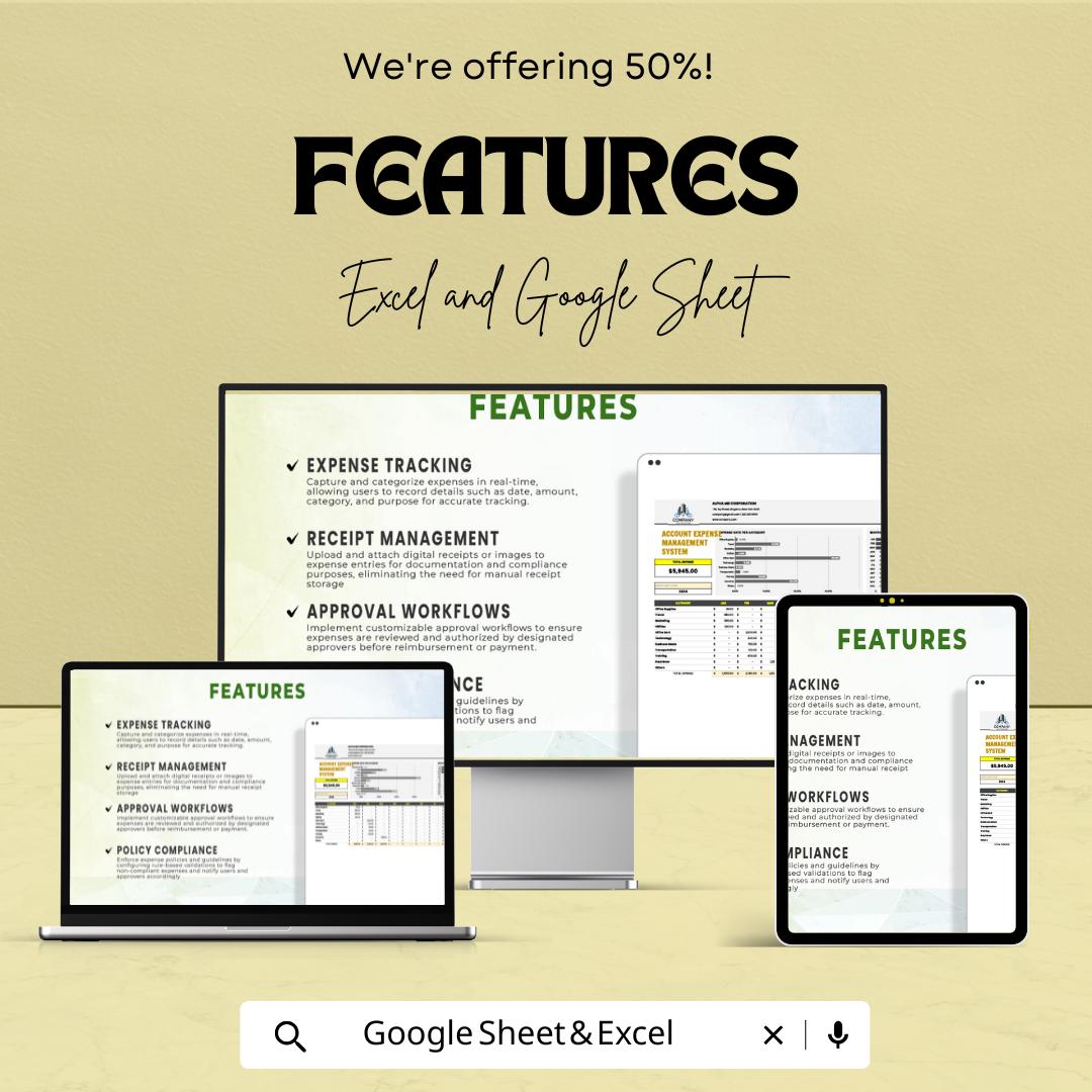 Account Expense Management System Template | Expense Tracker  | Business Budget Planner | Financial Management Spreadsheet