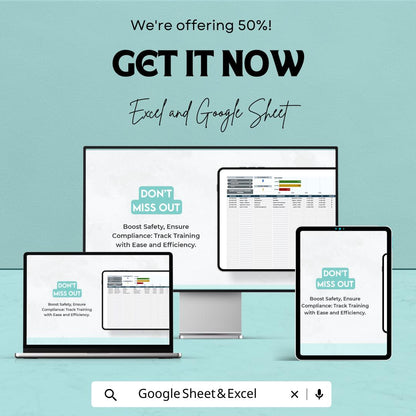 Workplace Safety Training Tracker | Excel & Google Sheets Template | Employee Training Log | Compliance Tracker | Safety Record Sheet