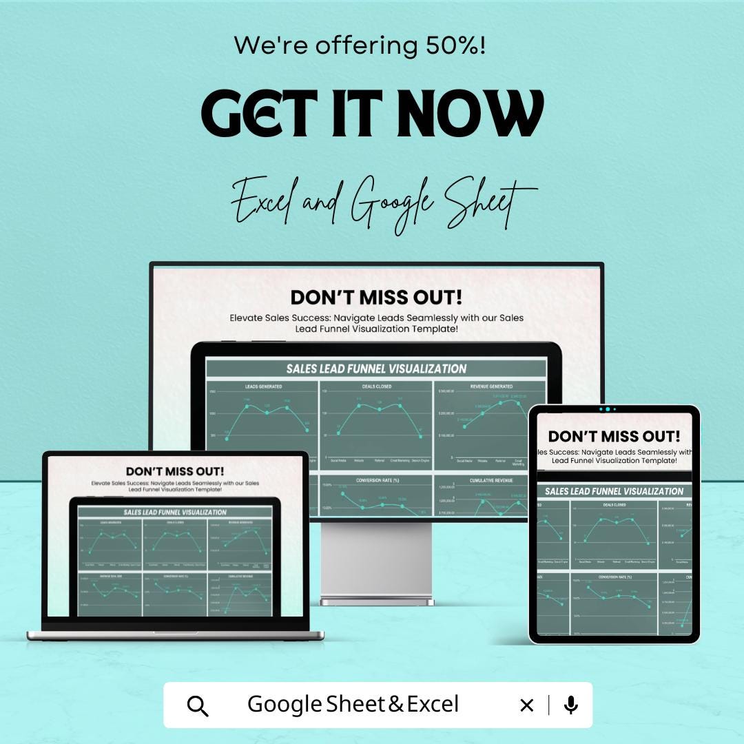 Sales Lead Funnel Visualization Template | Excel & Google Sheets | Sales Pipeline Tracker | Lead Management Dashboard | CRM Funnel Chart