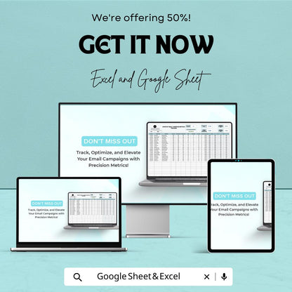 Startup Email Campaign Metrics Tracker Template | Email Marketing Analytics Spreadsheet | Excel & Google Sheets