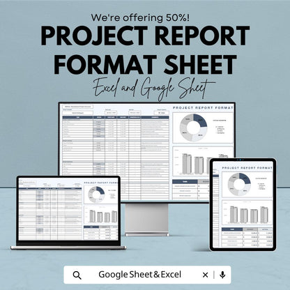 Project Report Format Template | Google Sheets & Excel | Business Report Dashboard | Project Summary Tracker | Instant Download
