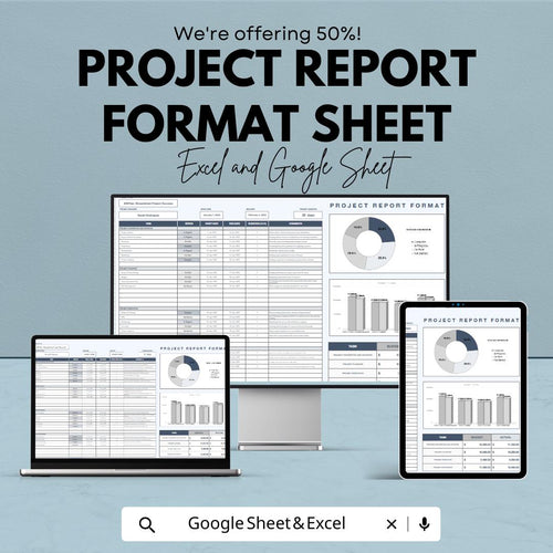 Project Report Format Template | Google Sheets & Excel | Business Report Dashboard | Project Summary Tracker | Instant Download