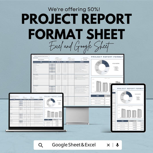 Project Report Format Template | Google Sheets & Excel | Business Report Dashboard | Project Summary Tracker | Instant Download