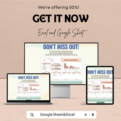 Expense Tracker Budget Sheet | Excel and Google Sheet Template | Budgeting Tool for Personal & Business Finances