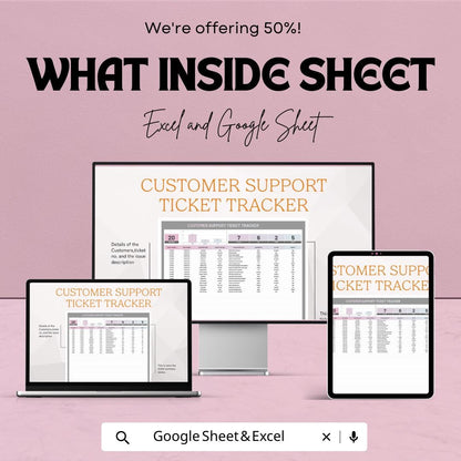 Customer Support Ticket Tracker Template | Help Desk Ticket System Spreadsheet | Customer Service Tracker | Support Ticket Log