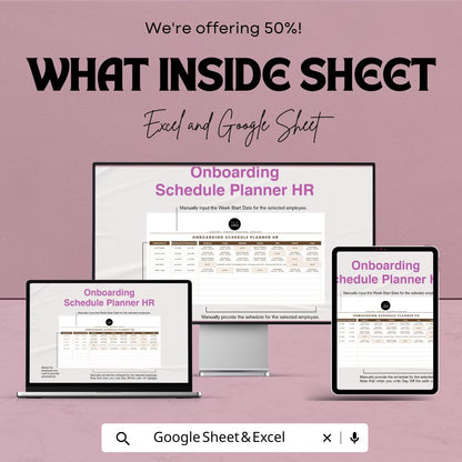 Onboarding Schedule Planner HR - Google Sheet Template - Employee Onboarding Tracker - New Hire Schedule - HR Template for Easy Onboarding