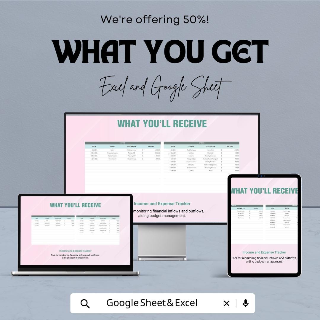Monthly Expense Workbook Sheet – Excel & Google Sheets – Budget Planner for Tracking Expenses and Income – Personal Finance Spreadsheet