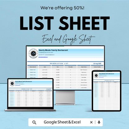 List Template - Excel and Google Sheets | Customizable Checklist & Data Organizer