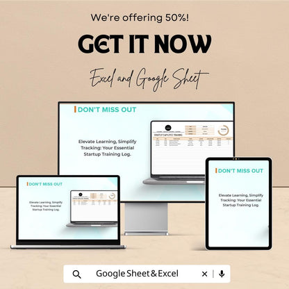 Startup Employee Training Log Template | Excel & Google Sheets | Employee Training Tracker | HR Training Record | Staff Training Log