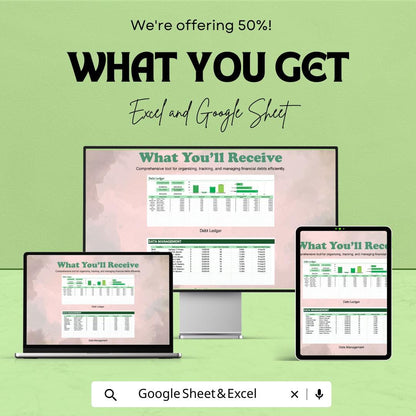 Debt Ledger Template | Debt Tracker | Loan Tracking Spreadsheet | Financial Planner | Debt Management Tool | Payment Tracker