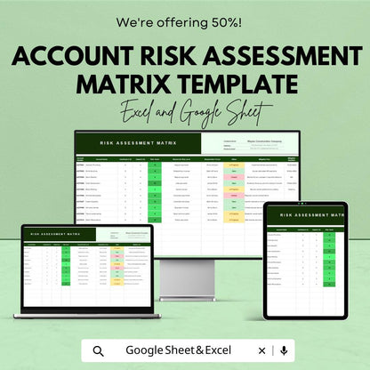 Account Risk Assessment Matrix Template | Risk Scoring Tool | Probability Impact Matrix | Risk Management Spreadsheet