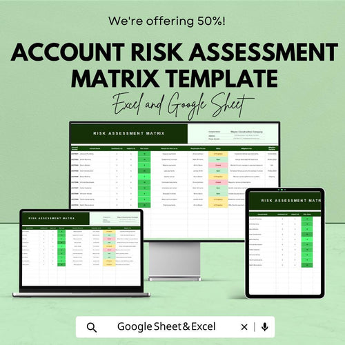 Account Risk Assessment Matrix Template | Risk Scoring Tool | Probability Impact Matrix | Risk Management Spreadsheet