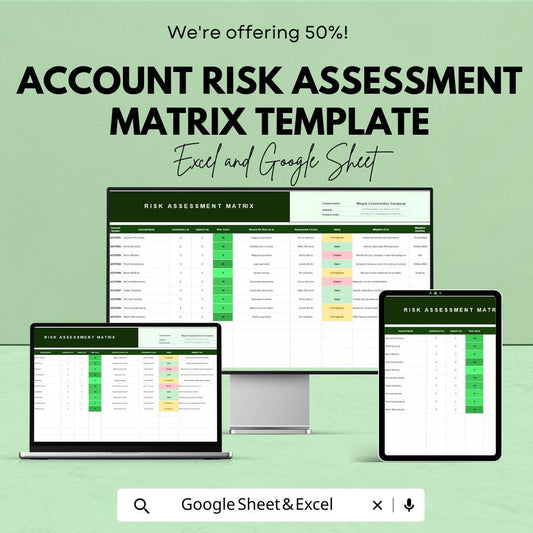 Account Risk Assessment Matrix Template | Risk Scoring Tool | Probability Impact Matrix | Risk Management Spreadsheet