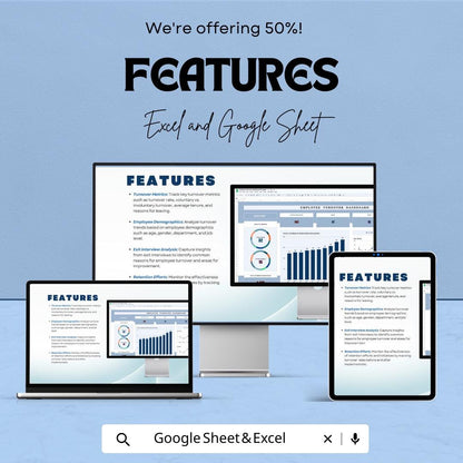 Employee Turnover Dashboard | Google Sheet for HR Analytics | Track Employee Retention & Metrics | Real-Time Employee Data Analysis |
