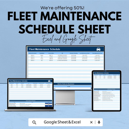 Fleet Maintenance Schedule Sheet - Excel & Google Sheets Template for Vehicle Maintenance Management